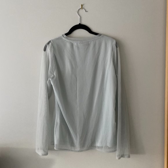 DKNY Pale Blue Mesh Long Sleeve Shirt (Medium) - Picture 8 of 8